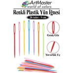 Plastik Yün İğnesi Renkli 20 Adet 9 Cm Dikiş İğnesi Plastik İğne İplik İğnesi Dokuma İğnesi Örgü Dikme Dikiş