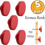 Plastik Yuvarlak 5 ADET Düz Kırmızı Renk Oda Mobilya Mutfak Dolabı Kapak Kulpu Çekmece Kulbu