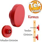 Plastik Yuvarlak Düz Kırmızı Renk Oda Mobilya Mutfak Dolabı Kapak Kulpu Çekmece Kulbu 1 Adet