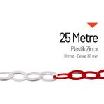 Plastik Zincir 6mm Kırmızı-Beyaz 25 m