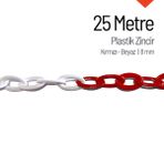 Plastik Zincir 8mm Kırmızı-Beyaz 25 m