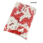 PLASTİK ZİNCİR KIRMIZI BEYAZ KALIN 8 MM (1 ADET=25 METRE)