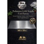 Plastmarket Paslanmaz Çelik Tezgah Üstü Kesme Tahtası, Hamur Yoğurma Tahtası, Tezgah Üstü Koruyucu, 100X50 cm - 1 Adet