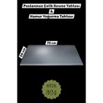 Plastmarket Paslanmaz Çelik Tezgah Üstü Kesme Tahtası, Hamur Yoğurma Tahtası, Tezgah Üstü Koruyucu, 70X50 cm