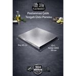 PLASTMARKET Paslanmaz Çelik Tezgah Üstü Kesme ve Hamur Yoğurma Tahtası – Kaymaz L Kenar – 40x30 cm