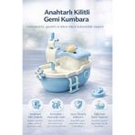 PLASTMARKET Yelkenli Gemi Çocuk Kumbarası, Büyük Boy, Anahtarlı