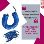 Plasyay 8x14 mm 5 mt Mavi Spiral Basınçlı Kompresör Hava Hortumu