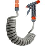 Plasyay Spiral Balkon Araç Yıkama Bahçe Sulama Hortumu ve Tetikli Tam Set Gri - 3 Metre