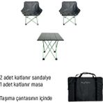 Platan 3 In 1 Sets - 2 Sandalye 1 Masa Seti Mh-M - Demir - Oxford Kumaş - Antrasit - Gri