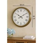 Platin 60 Cm Eskitme Metal Retro Duvar Saati Kahverengi