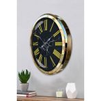 Platin Black Marble Gold 52 Cm Metal Duvar Saati Altın