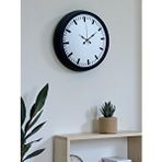 Platin Black ve White Baseline 40 Cm Metal Duvar Saati Siyah
