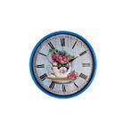Platin Blue Flower 36 Cm Mavi Duvar Saati