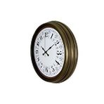 Platin Eskitme Motifli 40 Cm Metal Duvar Saati Kahverengi