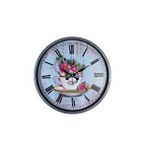 Platin Gri Flower Cup 36 Cm Duvar Saati Gümüş
