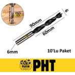 Platin Hırdavat Ahşap Matkap Ucu, Ağaç Matkap Ucu, Sivri Matkap Ucu ( 10 Adet ) - 6x90MM