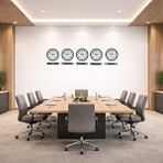 Platin Kahverengi Modern 36 Cm 5 Li Tabelalı Dünya Saatleri Seti