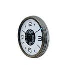 Platin Krom Modern 60 Cm Çarklı Duvar Saati Gümüş