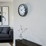 Platin Krom Prime 40 Cm Metal Duvar Saati Gümüş