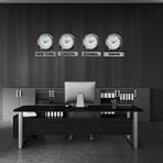 Platin Krom Series 36 Cm Metal Tabelalı Dünya Saatleri Seti Gümüş
