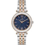Platin Pierre HDS-PL-1030LA-E3 Taşlı Kadın Kol Saati - Gümüş - Rose Gold - Lacivert