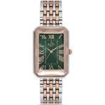 Platin Pierre HDS-PL-1076LA-E10 Romen Rakamlı Kare Kadın Kol Saati - Gümüş - Rose Gold - Yeşil