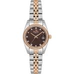 Platin Pierre HDS-PL-1151LA-E6 Minimal Kadın Kol Saati - Gümüş - Rose Gold - Kahverengi
