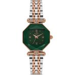 Platin Pierre HDS-PL-1203LA-E10 Kesme Cam Kadın Kol Saati - Gümüş - Rose Gold - Yeşil