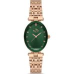 Platin Pierre HDS-PL-1248LA-C10 Oval Kadın Kol Saati - Rose Gold - Yeşil