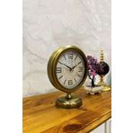 Platin Saat Metal 25x20 Cm Eskitme Metal Lüks Masa Saati Altın Analog Antik