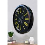Platin Siyah Mermer Desenli 52 Cm Metal Duvar Saati