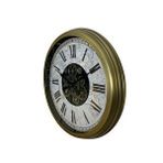 Platin Vintage Atlas Tasarım 60 Cm Çarklı Duvar Saati Kahverengi