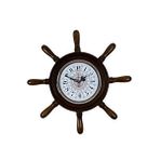 Platin Vintage Motifli Kavelalı Dümen Duvar Saati Ceviz