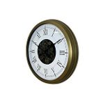 Platin Vintage Roma Rakamlı 60 Cm Çarklı Duvar Saati Kahverengi