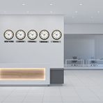 Platin Vintage World Time – 5’li Eskitme 36 Cm Metal Tabelalı Dünya Saatleri Kahverengi