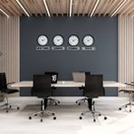 Platin World Time Pro 4’lü Metal Siyah 36 Cm Dünya Duvar Saati