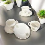 Platin Yaldızlı Kahve Fincan Seti 2Lİ - Beyaz - Gümüş