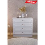 PlatinReyon MDF Kapaklı Bohem Şifonyer 4 Çekmeceli Beyaz Modern Tasarım 89x44x84 cm