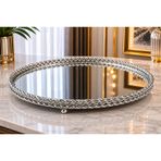 Platinum Mirror Gümüş Aynalı Dekoratif Tepsi Modern Salon Konsol Sehpa Dekoru