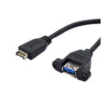 Plawee 20Pin TYPE-E - USB 3.2 GEN2 Uzatma Kablosu USB3.2 TİPE-A Konnektör TİPE-C Ön Panel Uzatma Kablosu TYPE-E - USB A Dişi Veri Kablosu 60cm