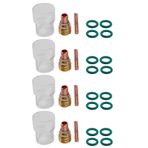Plawee 28 parça/set 12 cam kap kiti, Stubby pense, gövde, gaz lensi, peruk, kaynak için, -9/20/25 kaynak aksesuarı