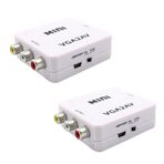 Plawee 2X VGA AV Mini Dönüştürücü Ölçekleyici Adaptörü Desteği 1080 P VGA2AV Dönüştürücü PC TV HD Bilgisayar TV