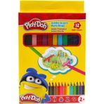 Play-Doh 12 Adet Jumbo Üçgen Kuru Boya Renkli Çizim İçin Eğlenceli Kalem Seti KU008