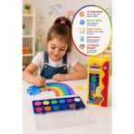 Play-Doh 12 Renk Sulu Boya Seti Fırçalı Çocuk Boyama Seti Okul Öncesi Kağıt Uyumlu