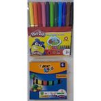 Play-Doh Keçeli Kalem 12 Renk 2mm Pvc KE-005+BIC Kids Plastiline Oyun Hamuru Kurumaz