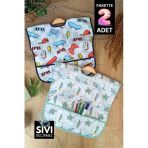 Play - Dolphin Desenli Sıvı Geçirmez Kolsuz 6-24 Ay 2 Li Aktivite Ve Mama Önlüğü