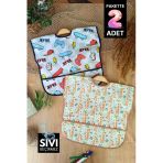 Play Forest Desenli Sıvı Geçirmez Kolsuz 6-24 Ay 2 Li Aktivite Ve Mama Önlüğü