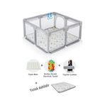 Playard Güvenli Bebek Ve Çocuk Oyun Alanı Oyun Parkı 120x120 Oyun Matı Topları Ve Yataklı Açık Gri acik-gri