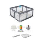 Playard Güvenli Bebek Ve Çocuk Oyun Alanı Oyun Parkı 120x120 Oyun Matı Topları Ve Yataklı Gri gri