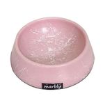Playfull 8 oz Pembe Beyaz Mermerit Kedi Köpek Mama ve Su Kabı